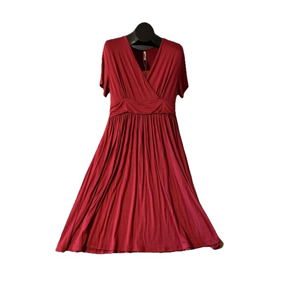 Weaczzy Dress Faux Wrap Red Burgundy Size XL - Picture 1 of 7